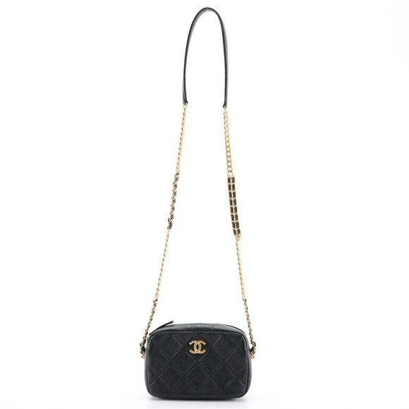 Chanel Chain Melody Small Camera Bag in Quilted Caviar Leather with Box - Picture 1 of 10